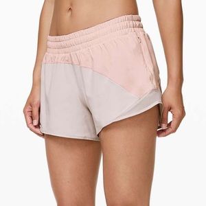 SOLD lululemon hotty hot short 4” Asymmetrical Butter Pink/Light Chrome